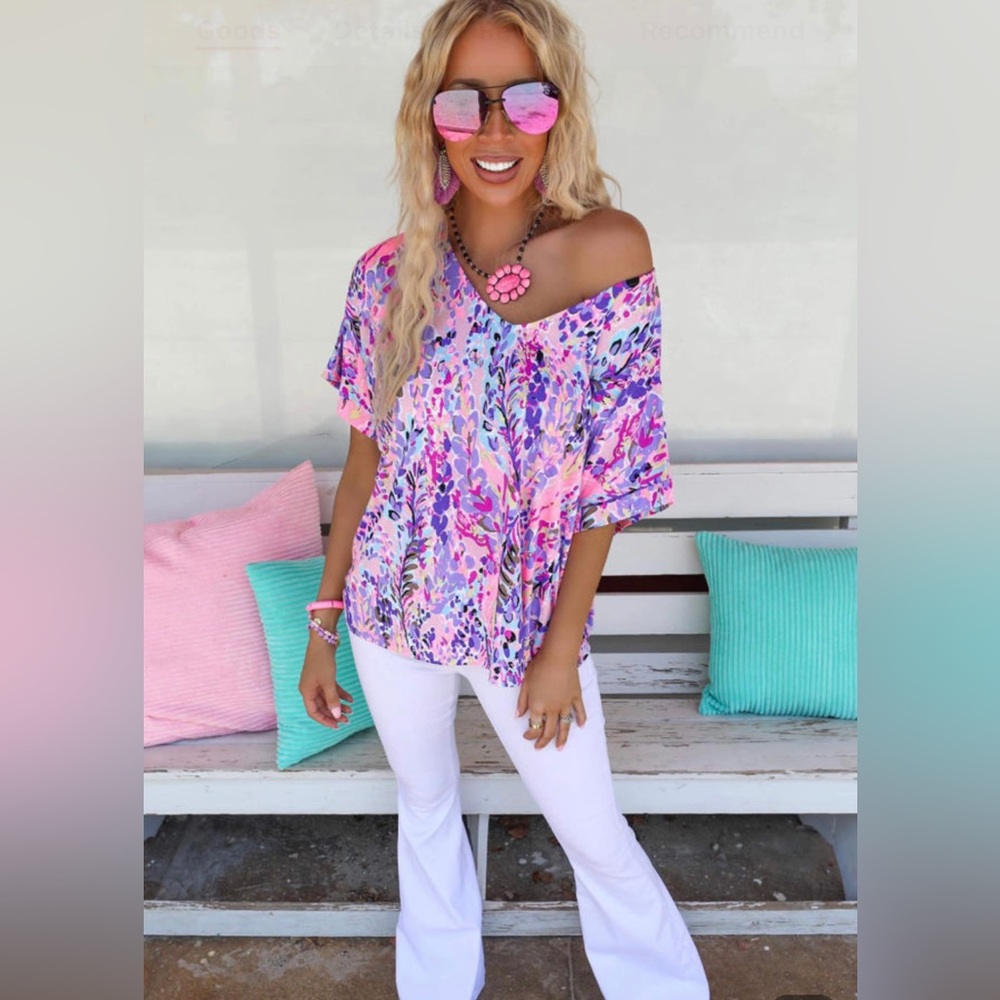 Floral Off-Shoulder Top in Pink and Purple